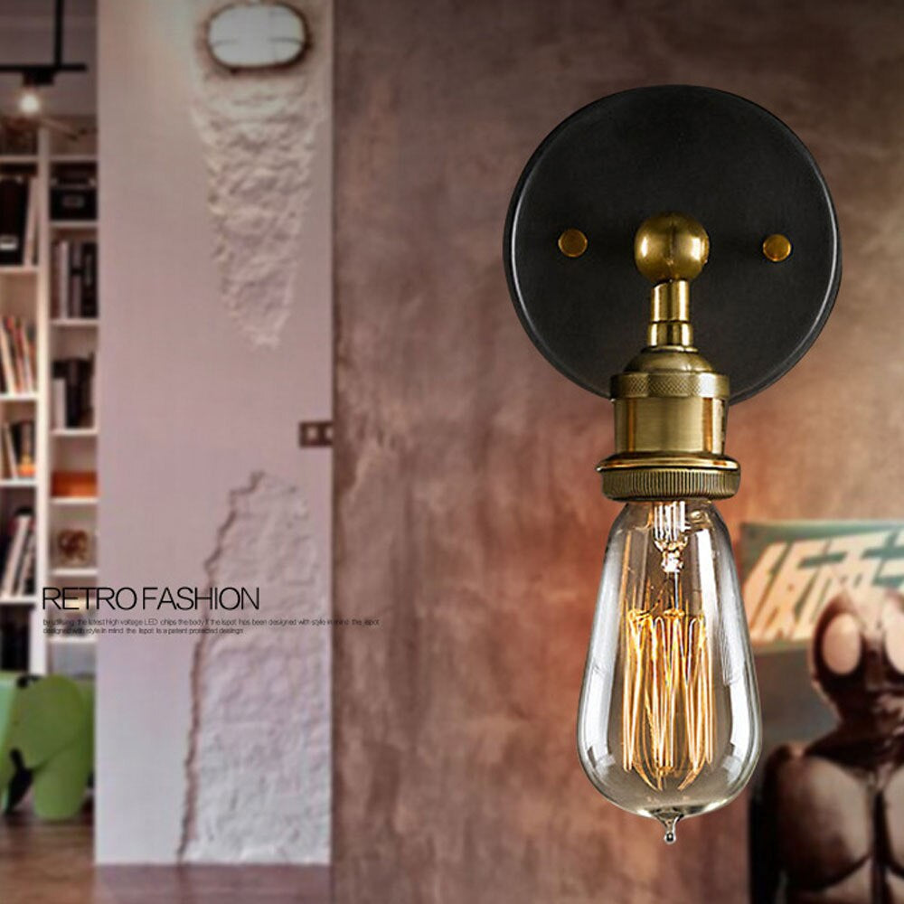 Modern Brass Wall Lamp with Rustic Country Design