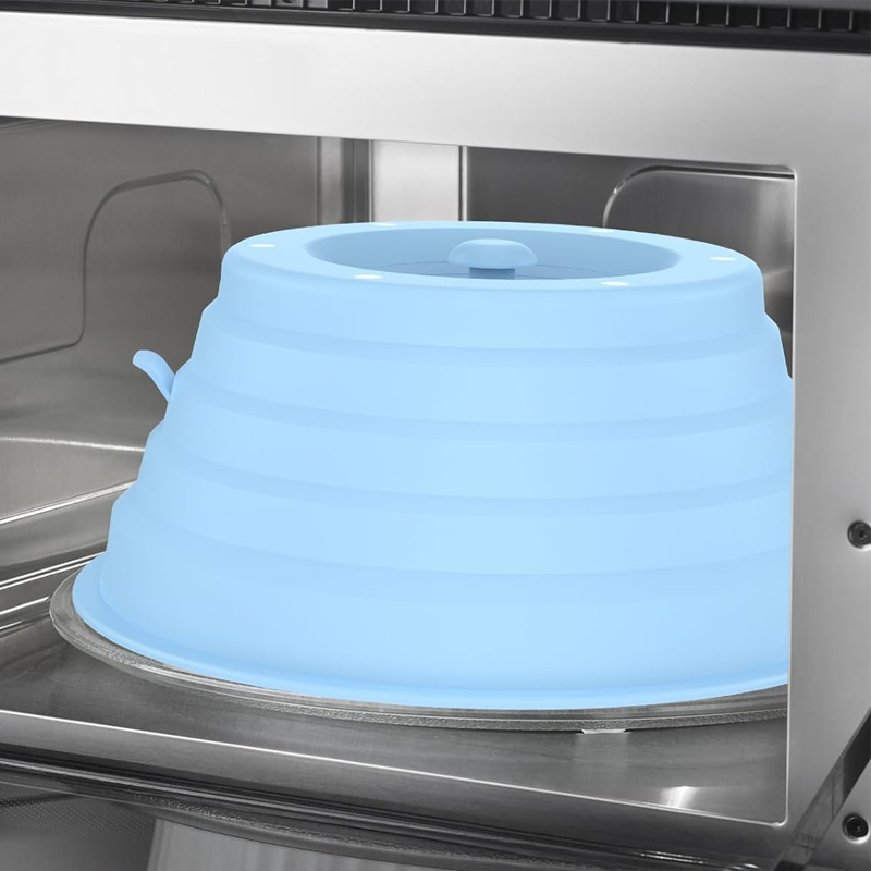 Collapsible Magnetic Silicone Microwave Cover with Steam Vents