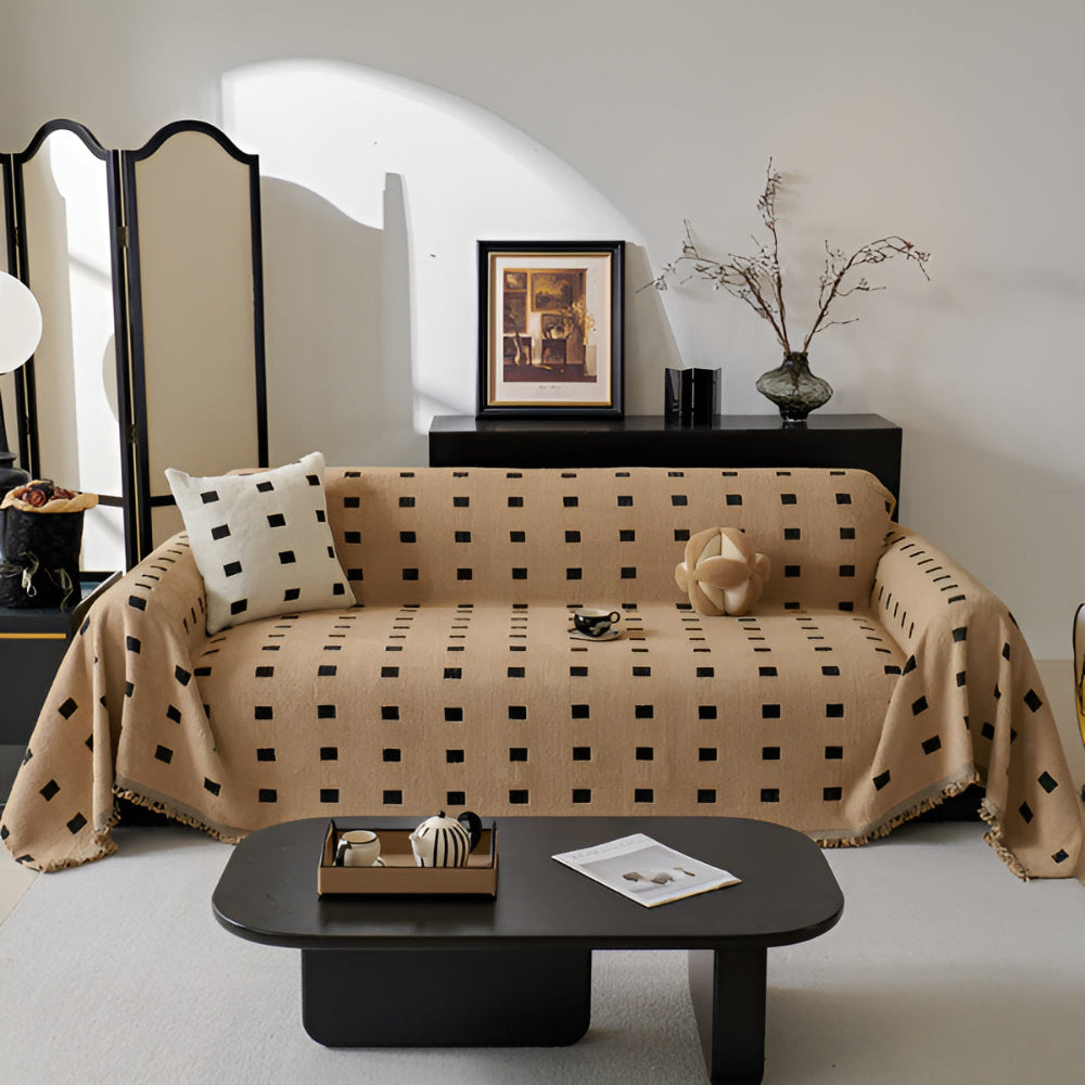 Plush Microfiber Square Matrix Sofa Cover