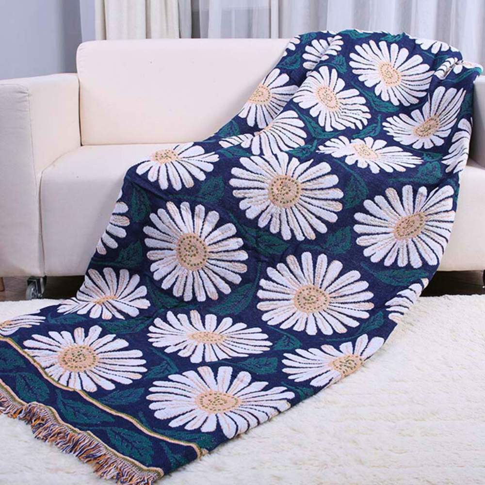 Cotton Knit Bohemian Tassel Blanket