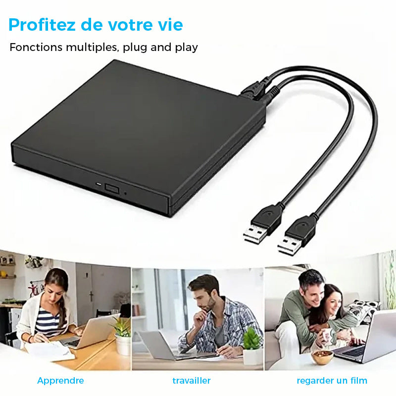 Portable External CD DVD Player with USB Compatibility
