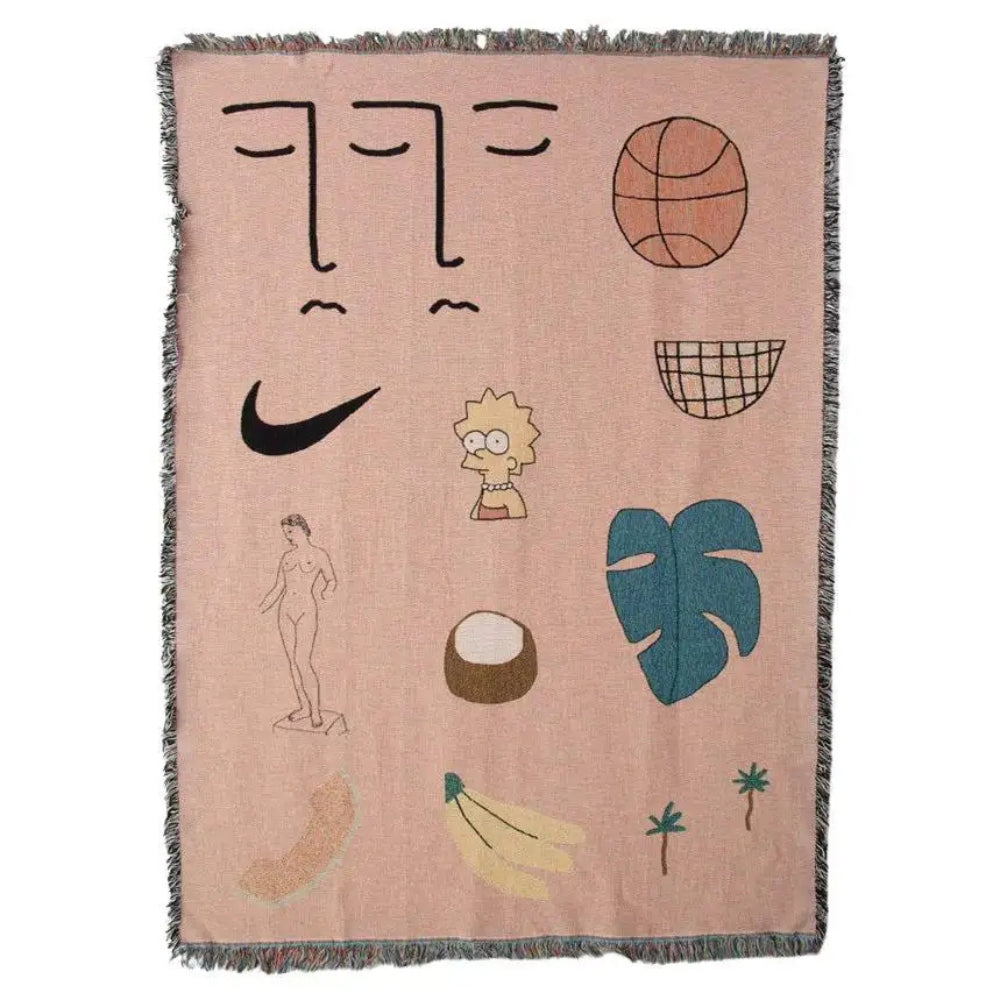 Pink Muse Colorful Woven Throw Blanket