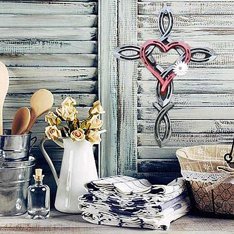 Horseshoe Wreath with Heart and Galvanized Welcome Sign