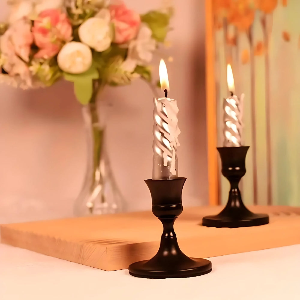 Vintage-Inspired Shimmering Candle Holders Set of 2