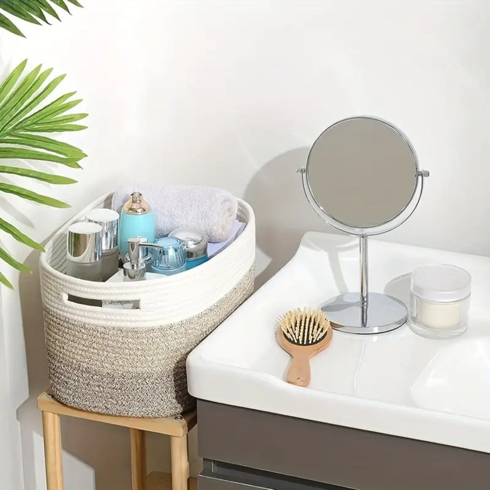 Ombre Woven Cotton Rope Storage Basket with Handles