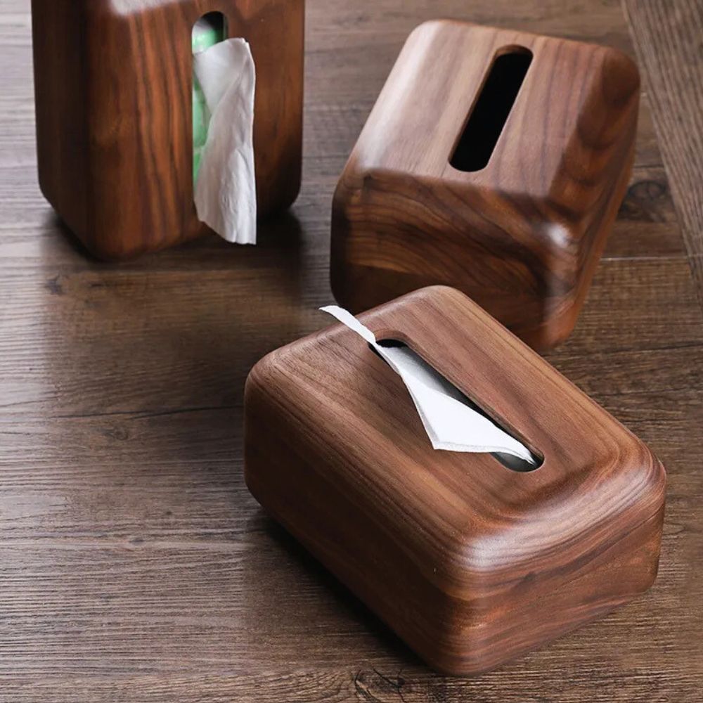 Walnut Wooden Tissue Holder with Magnetic Closure