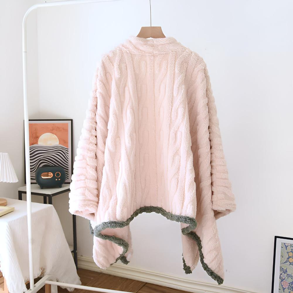 Embroidered Microfiber Fleece Shawl Wrap