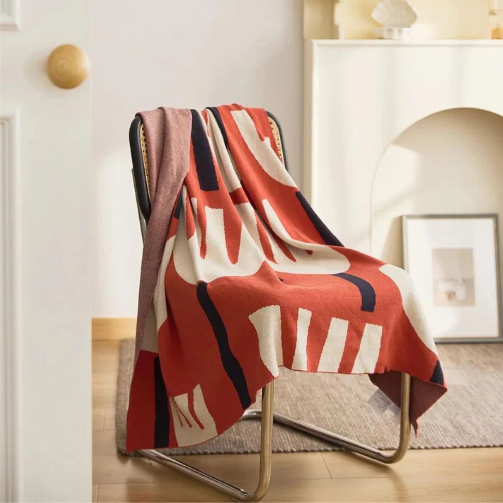 Spring Tulip Floral Cotton Knitted Throw Blanket