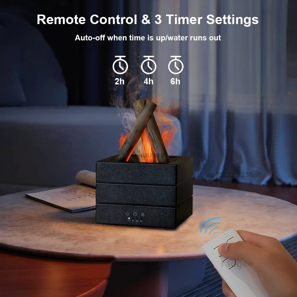 Realistic Flame Effect Aroma Diffuser and Humidifier with Remote Control