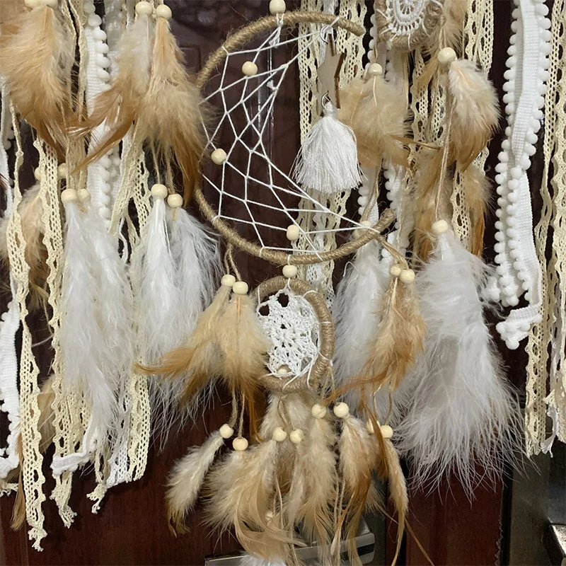 Decorative Dreamcatcher Set - Cotton and Polyester, Beige, 5 Unique Designs