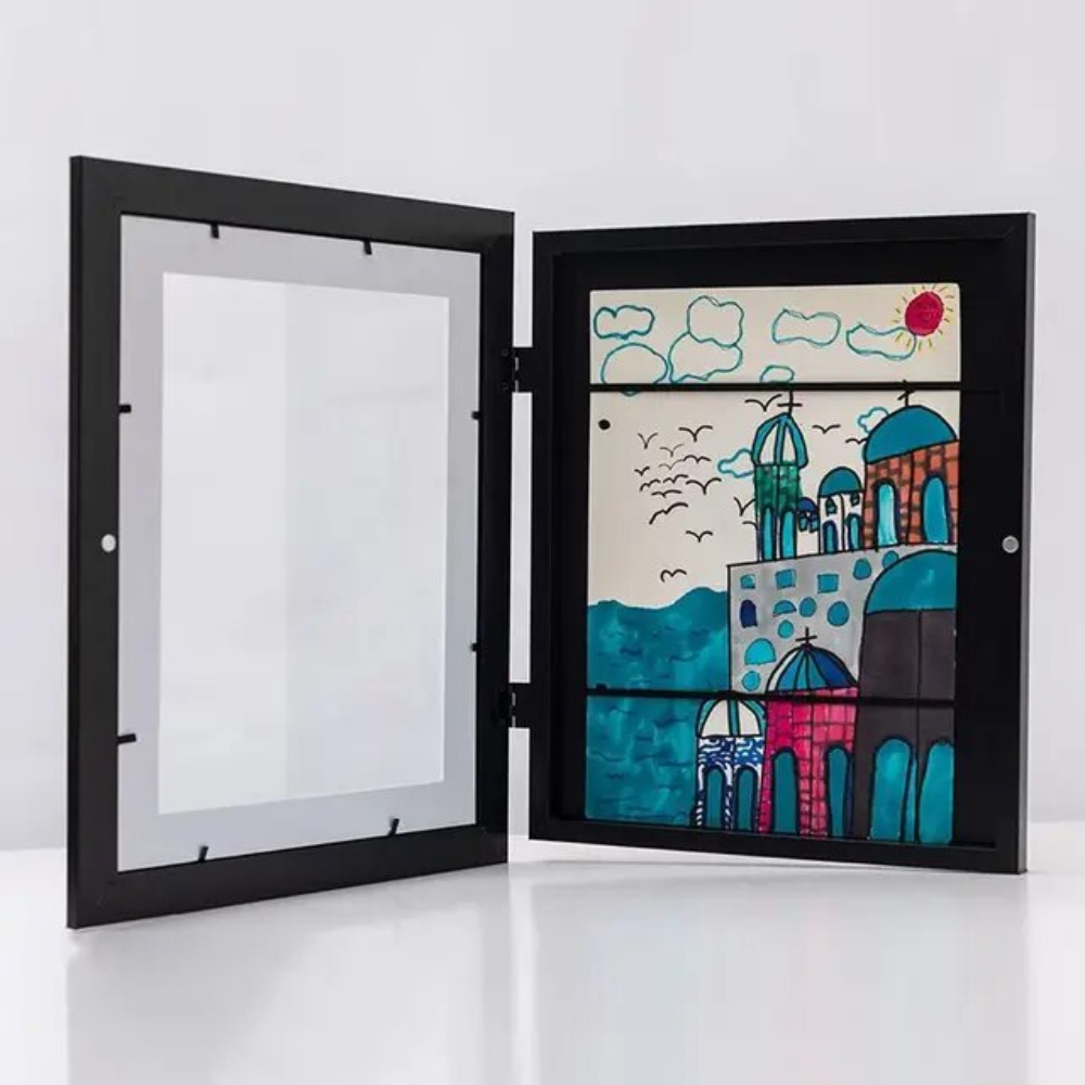 Children's Artwork Display Frame in Black Wood