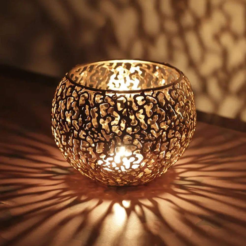 Geometric Iron Tealight Candle Holder