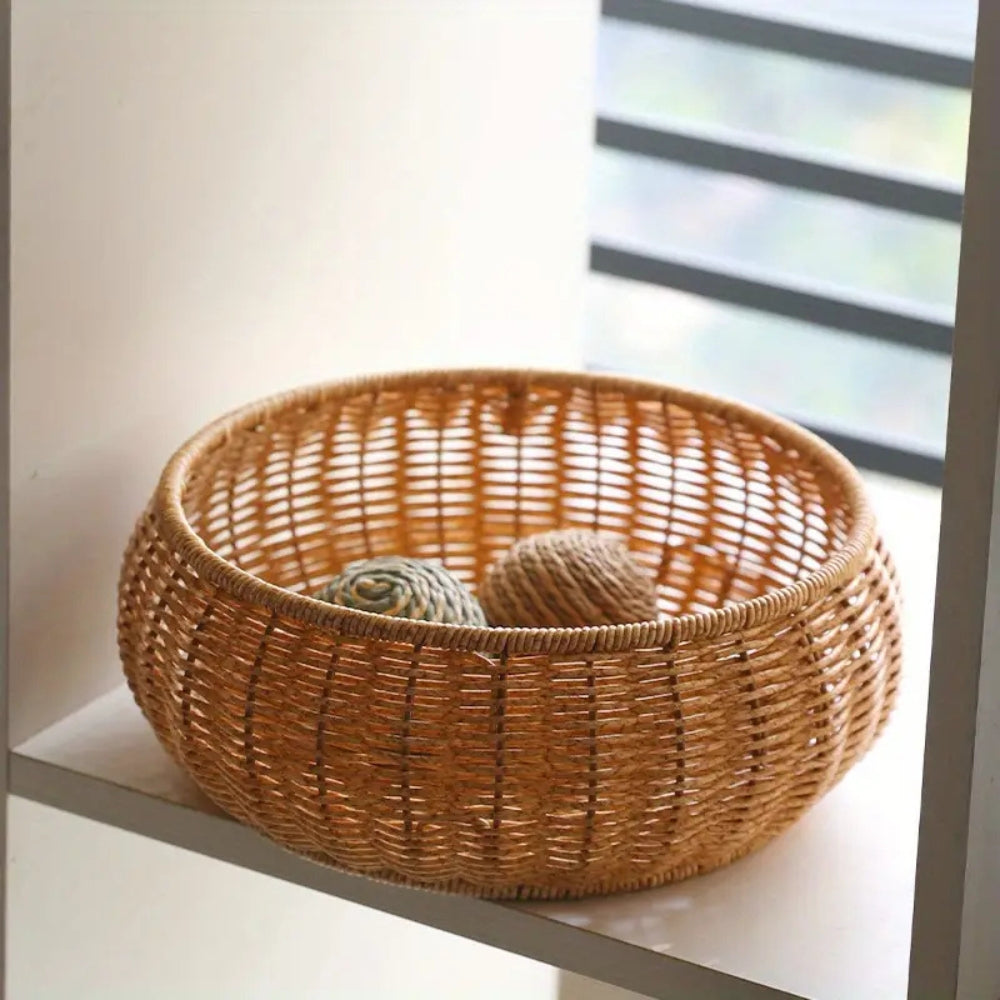 Dome-Shaped Woven Rattan Storage Basket with Lid