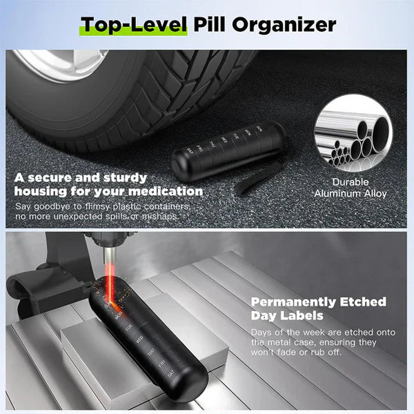 Modular Aluminum 7-Day Pill Organizer with Waterproof Seals