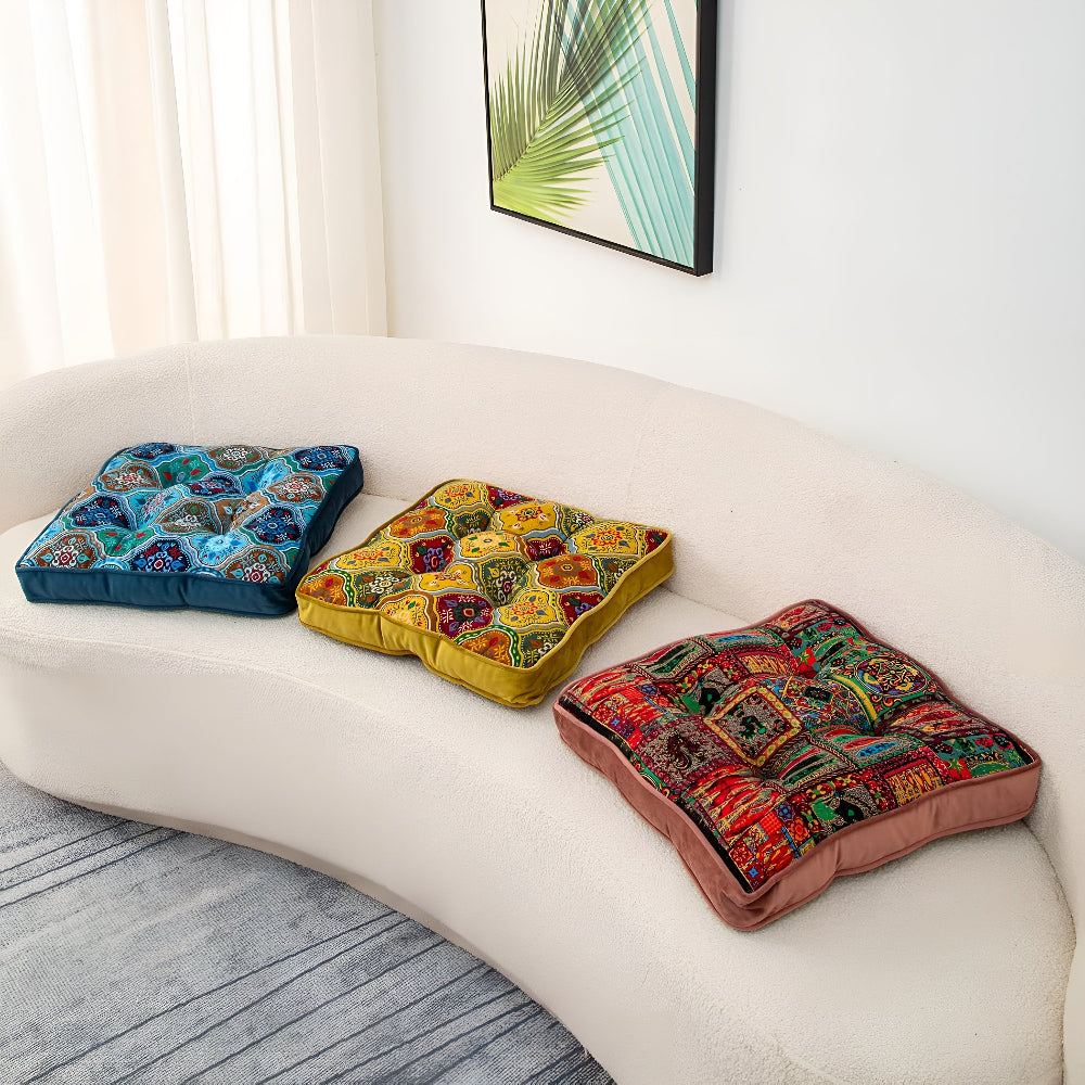 Moroccan Patchwork Tie-Strap Cushion