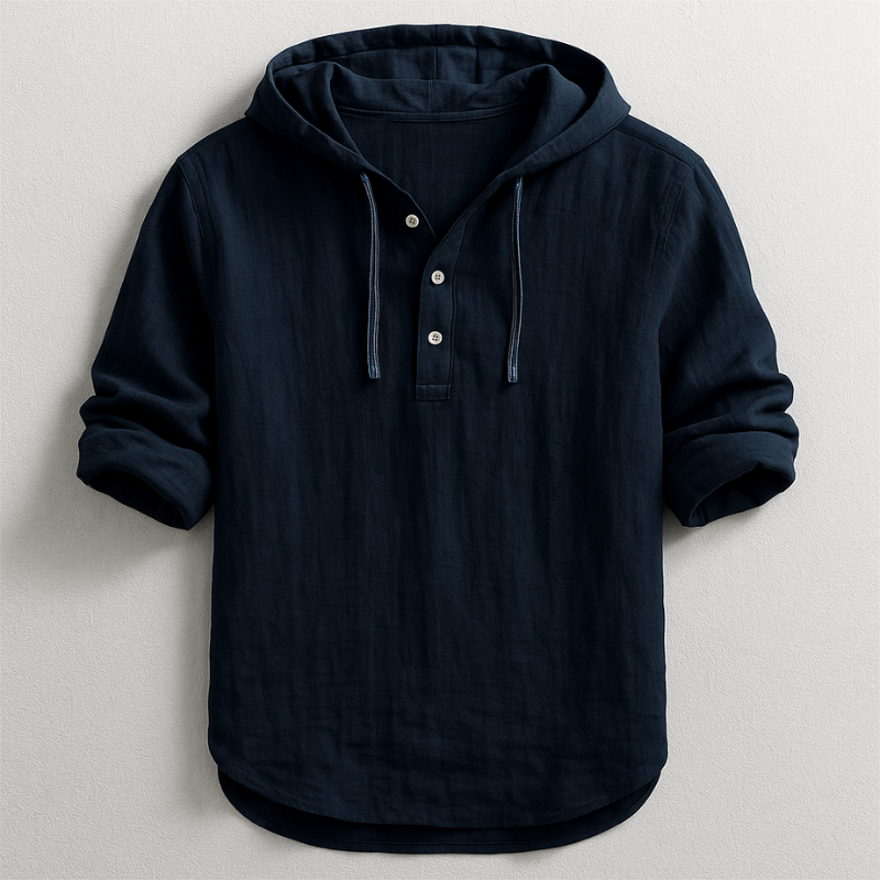 Men's Lightweight Linen Hoodie with Adjustable Drawstring