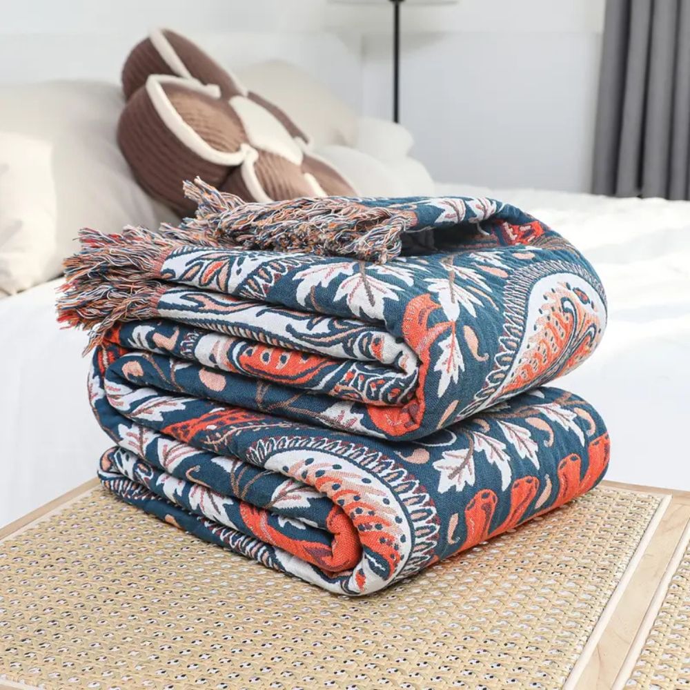 Lightweight Cotton Elephant Paisley Blanket