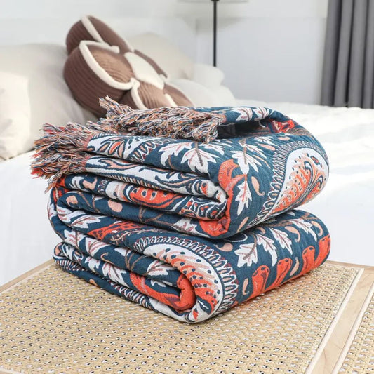Lightweight Cotton Elephant Paisley Blanket