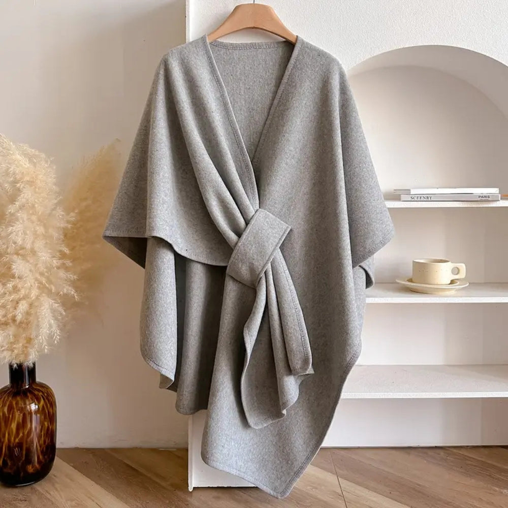 Windproof Women's Shawl Coat - Luxurious Acrylic Poncho