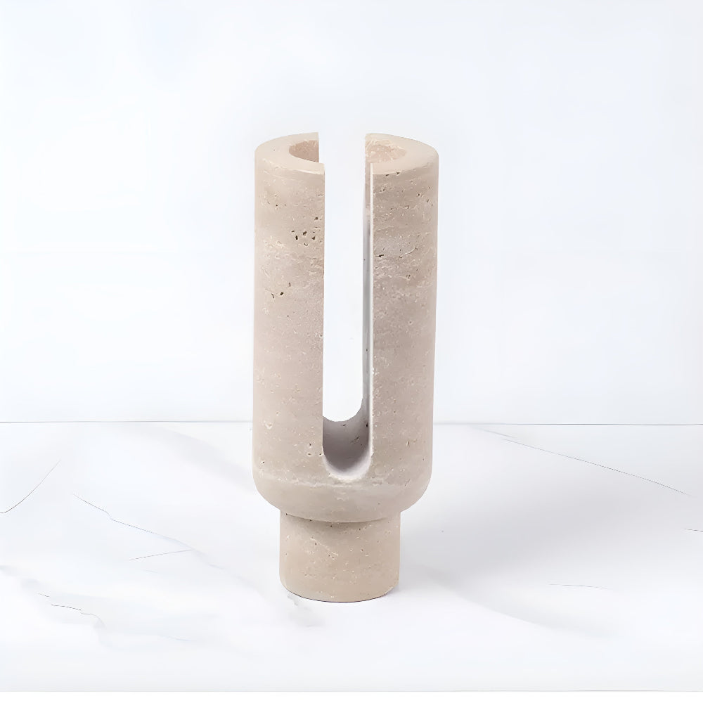 Modern Marble Candle Holder with Geometric Design