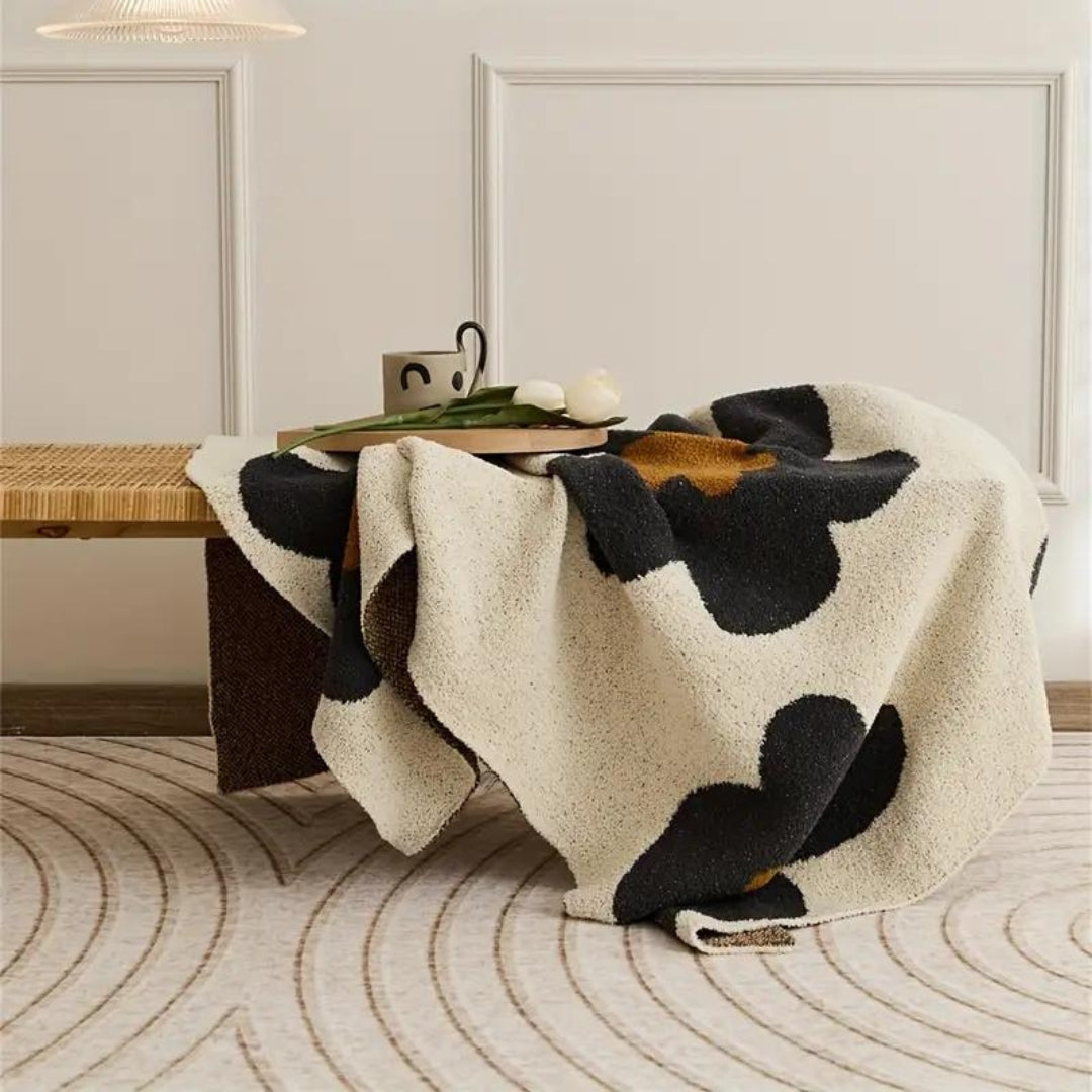 Floral Knitted Blanket for All-Season Comfort