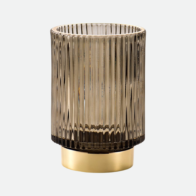 Gold Foil Glass Makeup Organizer with Textured Finish