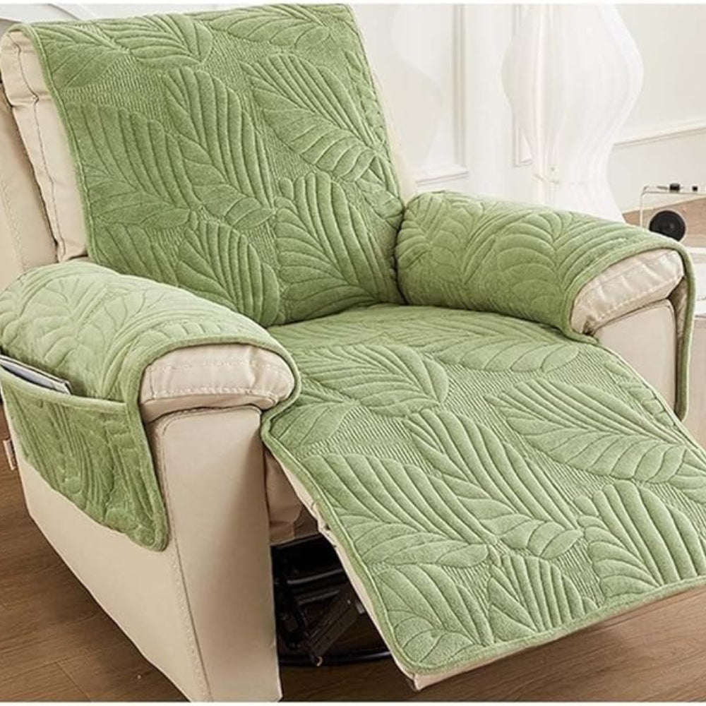 Verdant Leaf Pattern Recliner Slipcover