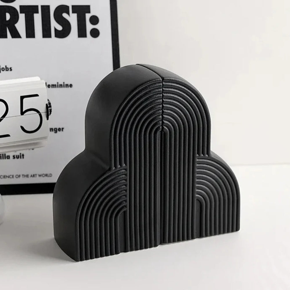 Cloud-Shaped Ceramic Bookends in White and Black