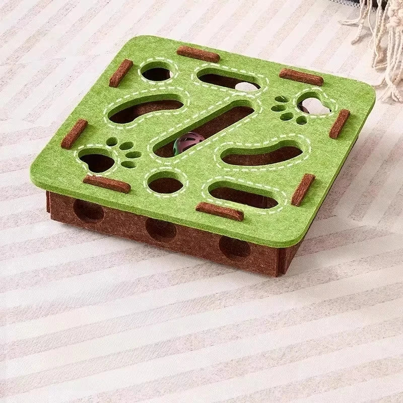 Interactive Felt Cat Puzzle Toy with Bells