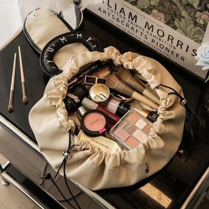 Drawstring Makeup Bag in Waterproof PU Leather