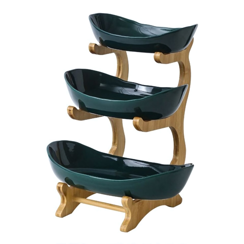 Three-Tier Plastic Fruit Stand in Beige, Green, or White