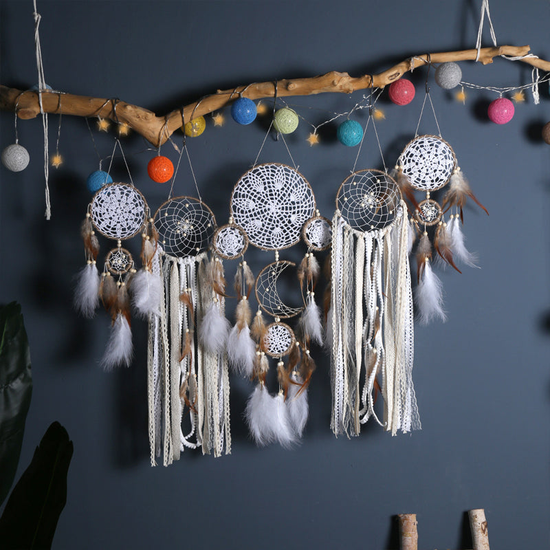 Moon and Stars Dream Catcher Set with Photo Clip String