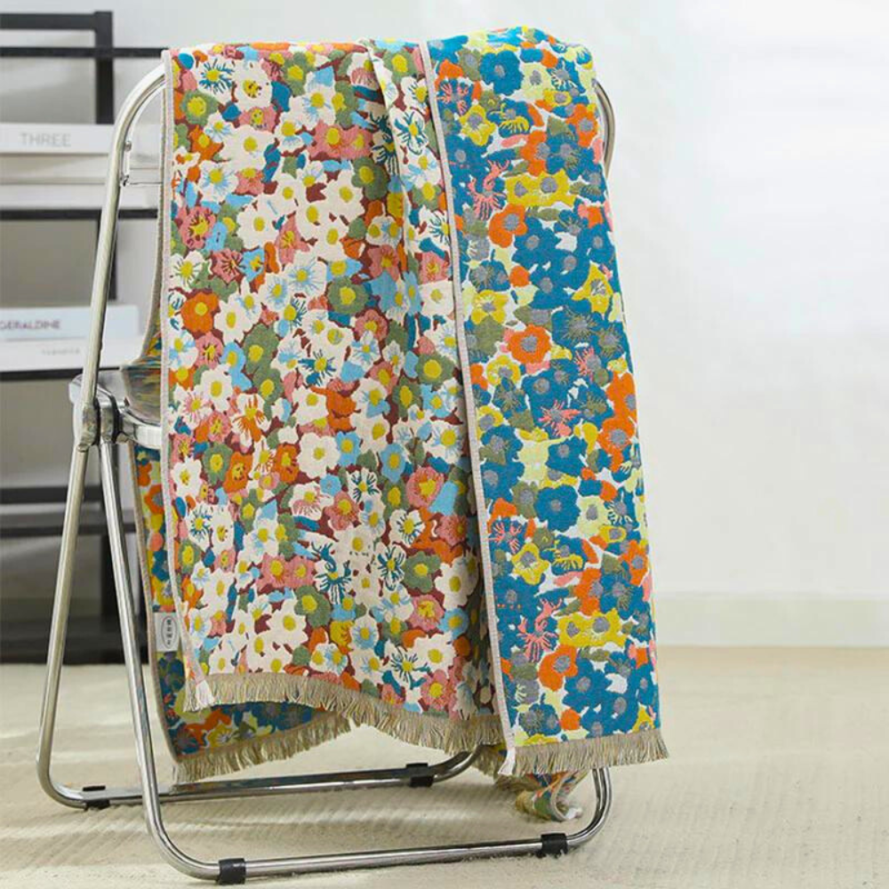 Reversible Floral Cotton Bath Towel