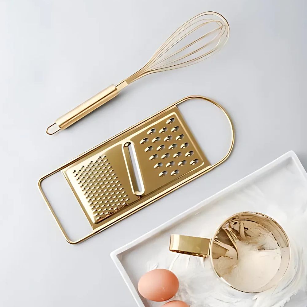 Golden Stainless Steel Grater with Three Grating Surfaces