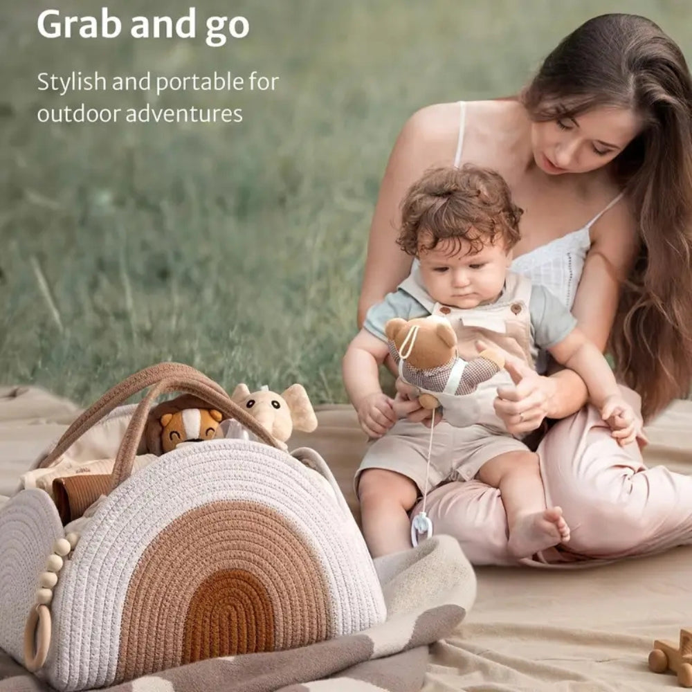 Neutral Tone Woven Baby Storage Organizer