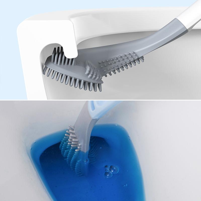 Flexible Silicone Golf Toilet Brush with Long Handle and Wall Mount