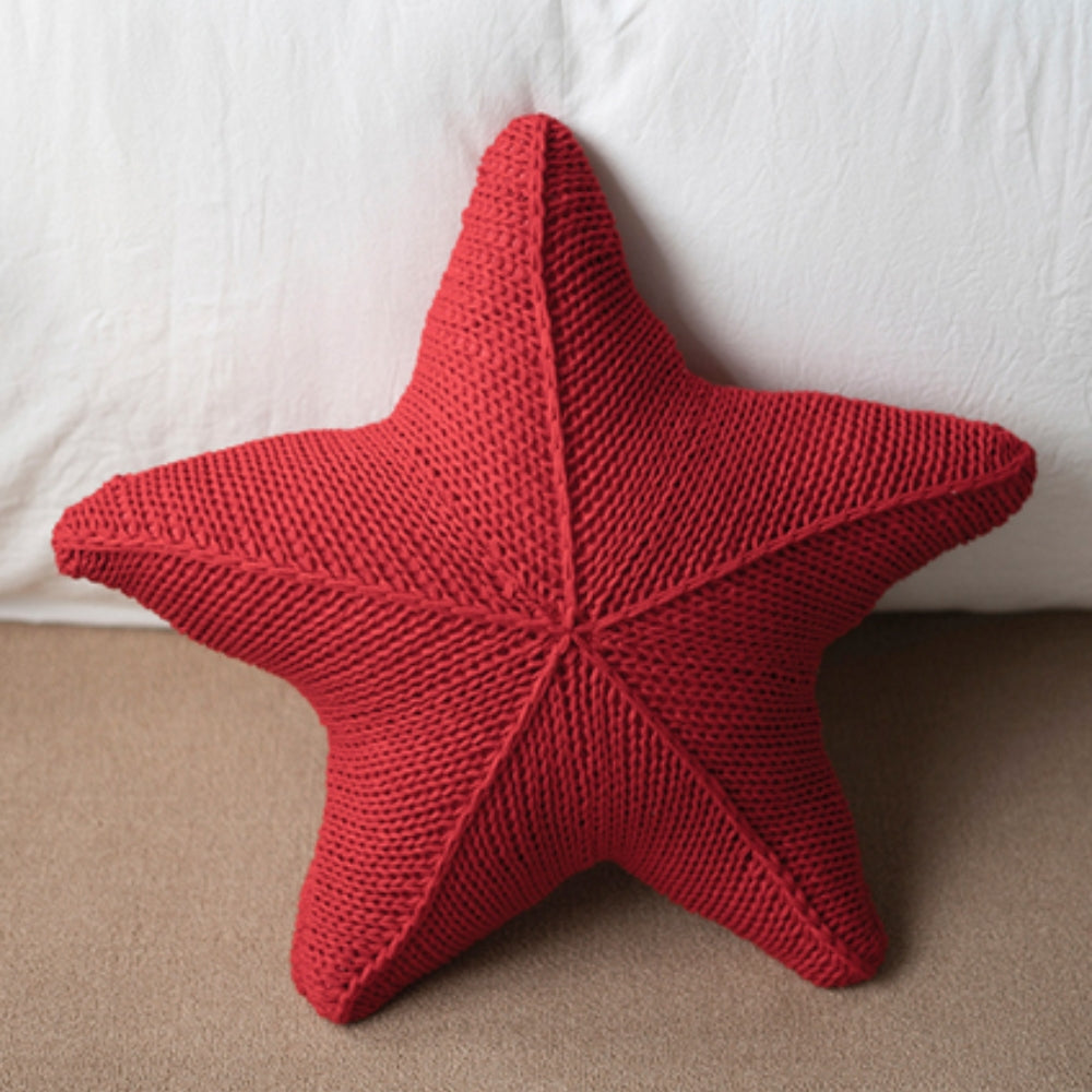 Hand-Knitted Starfish Cushion for Coastal Decor