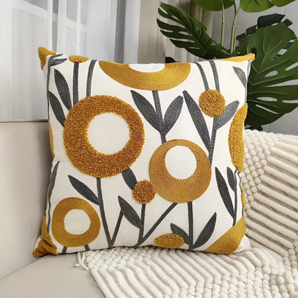 Embroidered Floral Cushion Cover 18x18 Inch