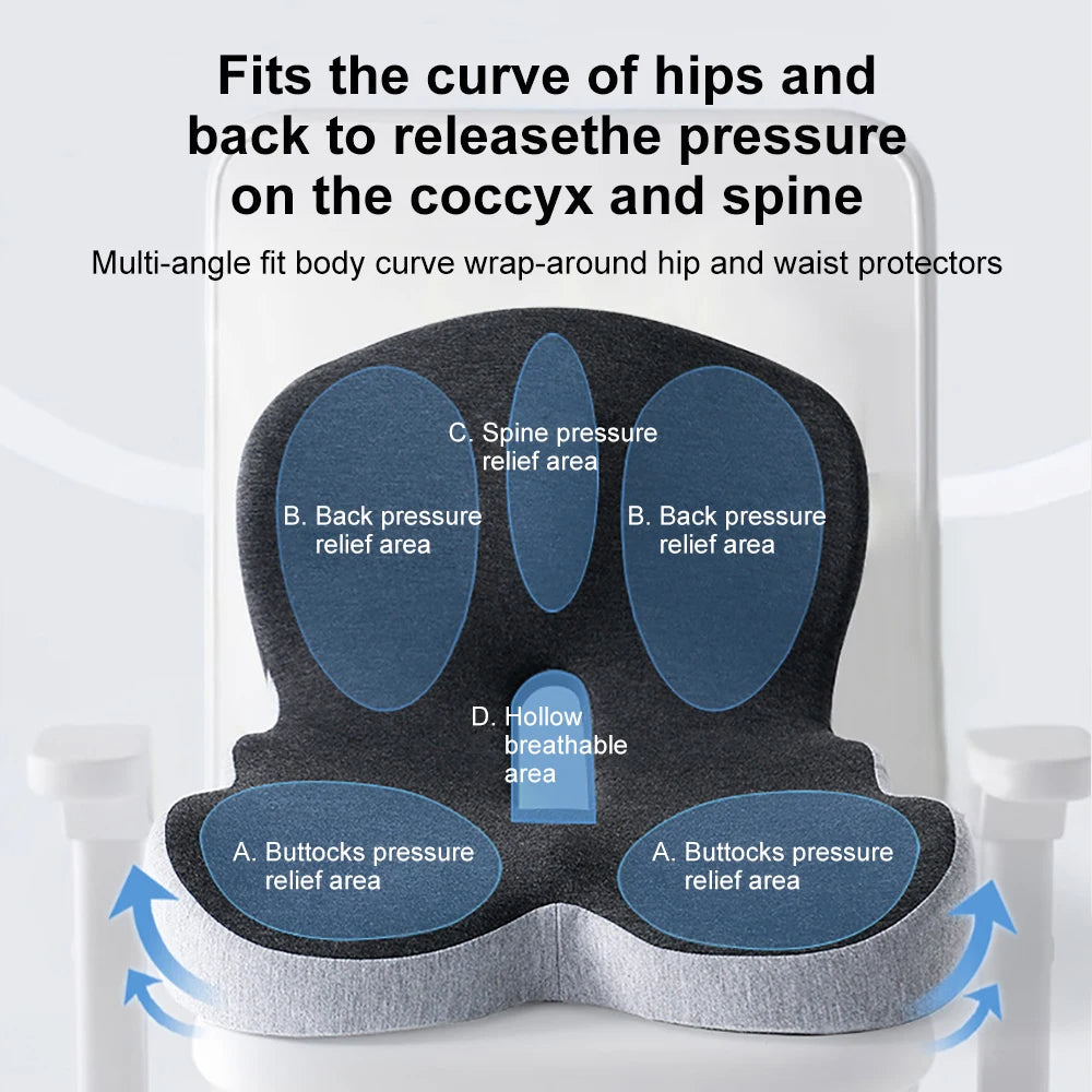 Ergonomic Memory Foam Lumbar Support Seat Cushion