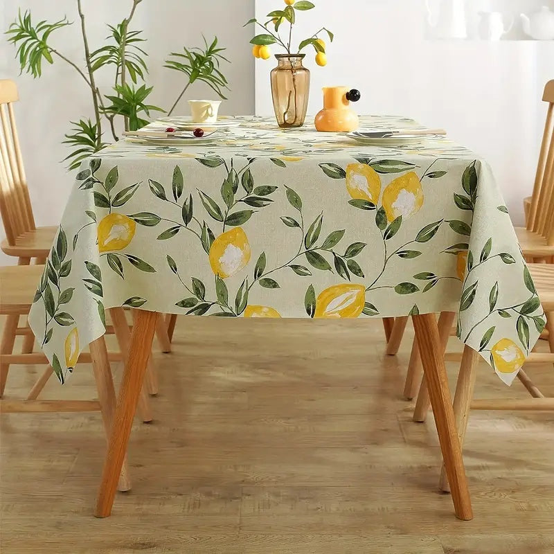 Lemon Leaf PVC Tablecloth for Indoor and Outdoor Use
