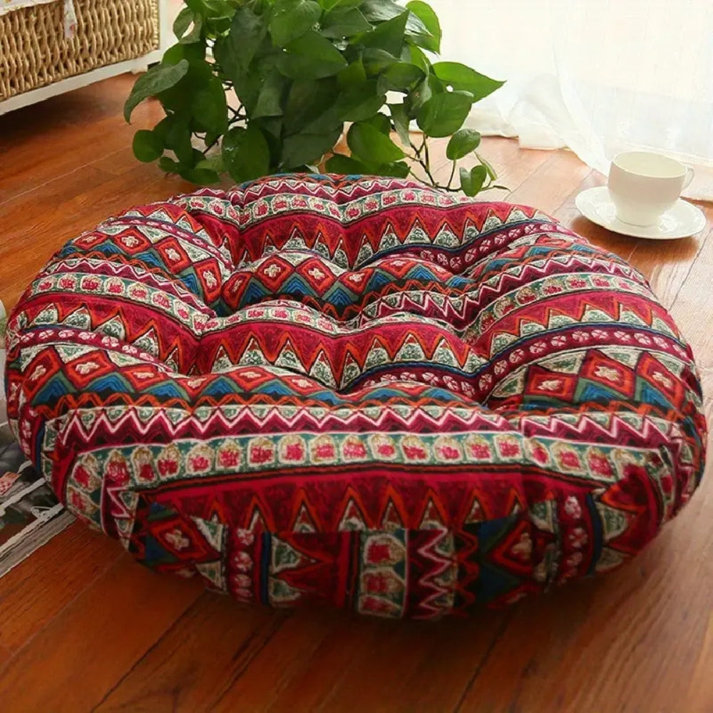 Round Floral Boho Cushion for Floor Seating