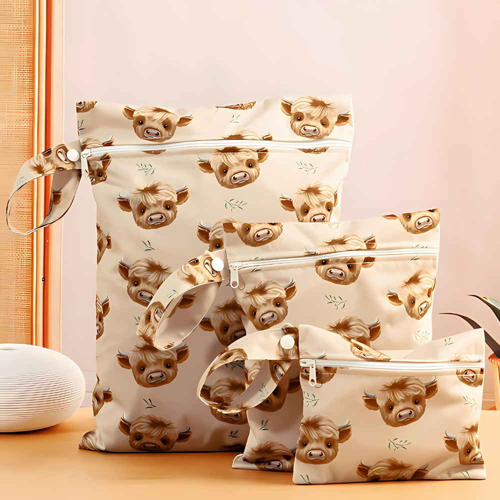 Safari Print Reusable Wet Dry Bag Set for Baby - 3 Sizes
