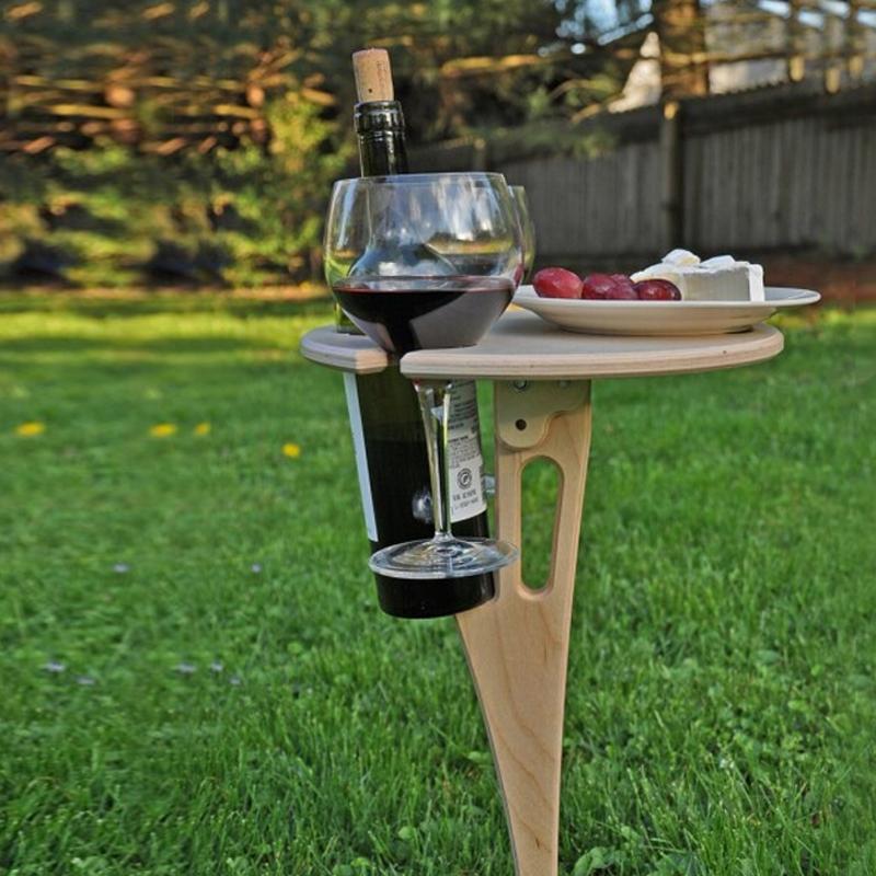 Foldable Birch Plywood Wine Rack Table for Outdoor Picnics