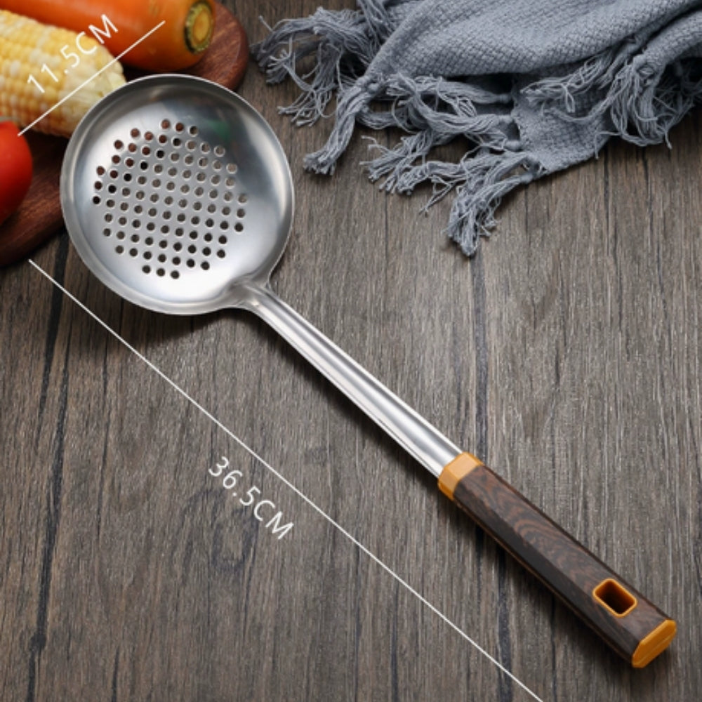 Wood Grain Stainless Steel Cooking Utensils Set - 6 Pieces