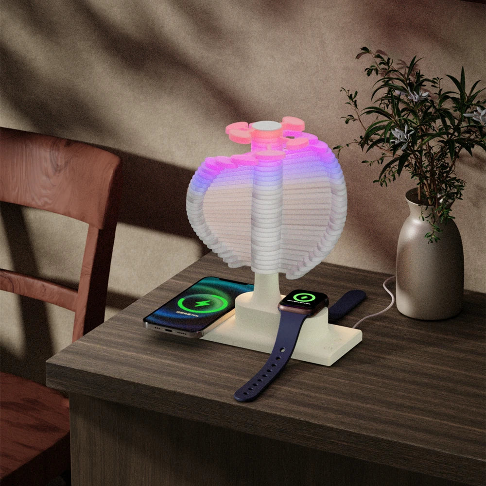 Spiral Tree Table Lamp with Wireless Charger and Adjustable Lighting