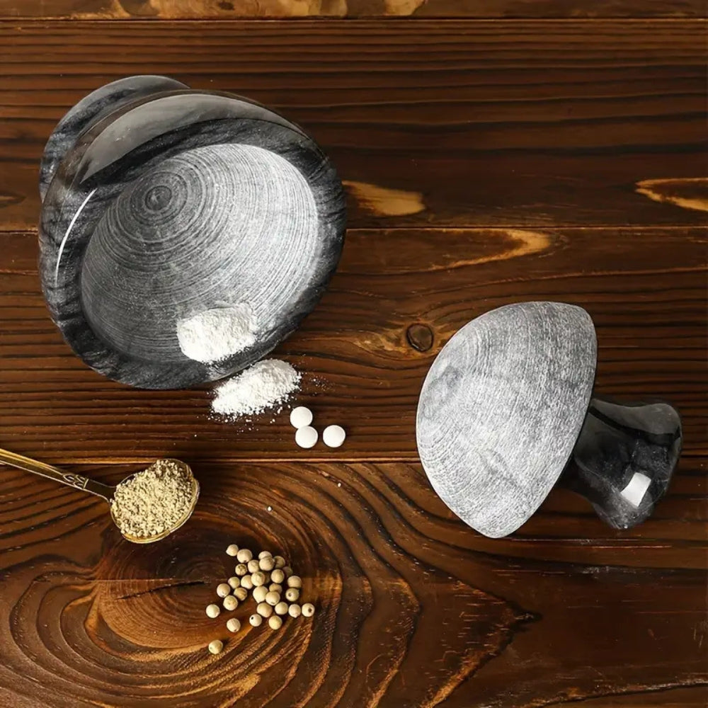 Marble Mortar and Pestle Set for Spices and Herbs