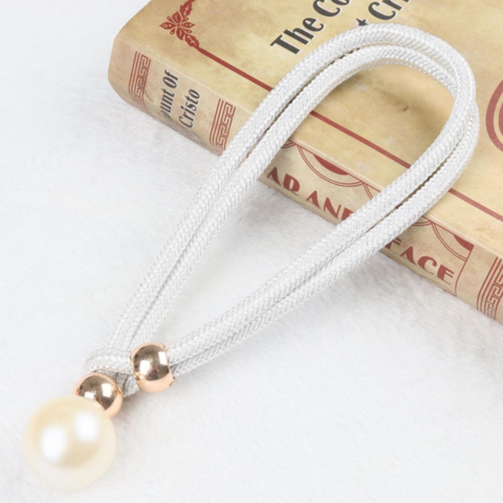 Adjustable Faux Pearl Curtain Tie Backs - 2 Piece Set