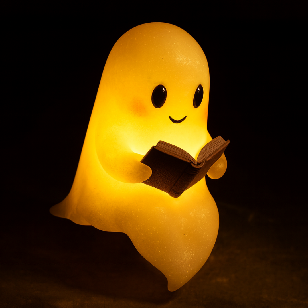 Handmade Ghost Night Light Lamp with Warm White Glow