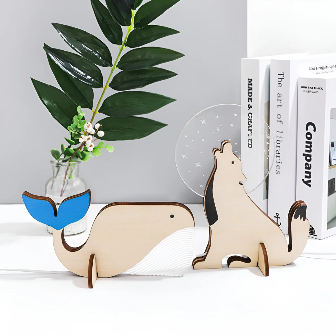 Wooden LED Table Lamp with Acrylic Design