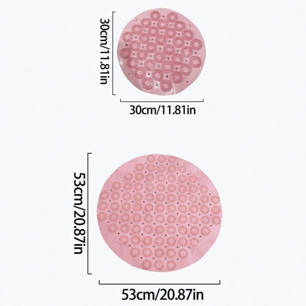 Round Non-Slip Shower Mat with Drainage and Massage Dots